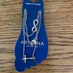 Silver Anklet & Toe Ring Set